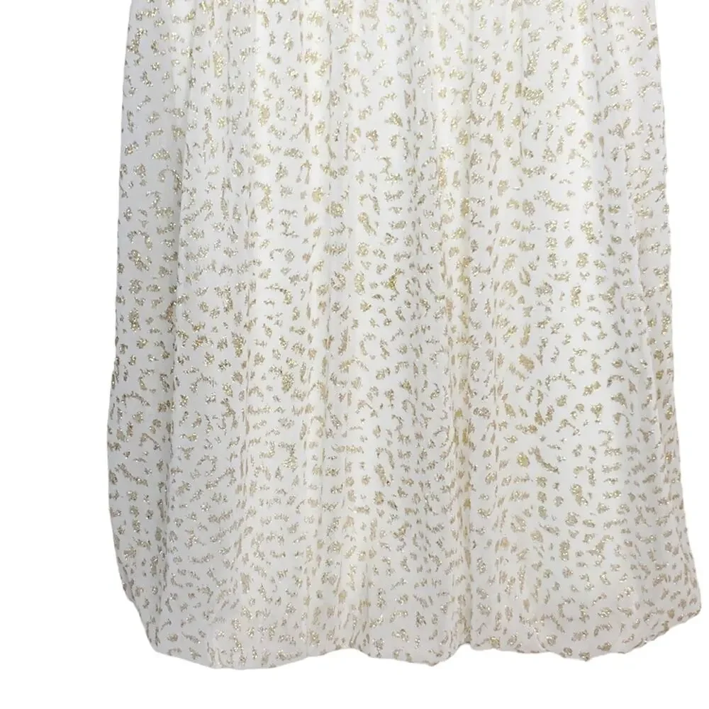 Justice Girls Size 8 Gold Metallic Leopard Print Ruffle Studded Party Dress NEW